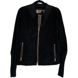 Women’s Black Suede Zip up Jacket with pockets